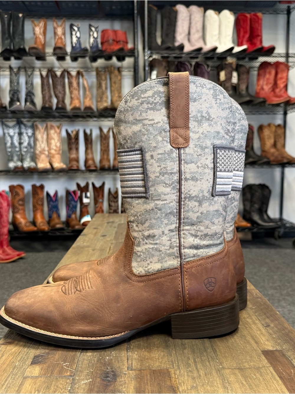 Ariat Patriot Western Cowboy Boots Green Camo Square Toe Size 13 - Picture 4 of 7